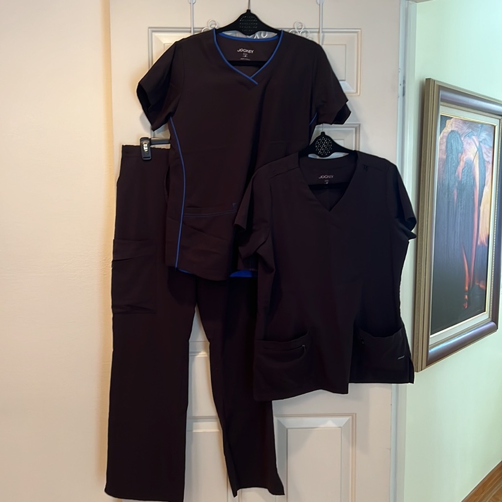 BUNDLE - Med JOCKEY scrubs DEEP PURPLE, TEAL, BLACK scrubs